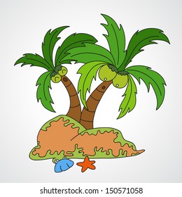 illustration of isolated  two coconut trees vector