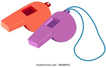 illustration of isolated two of whistles on white background