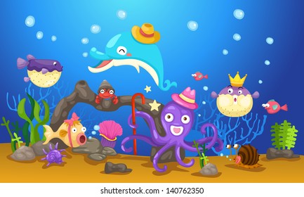 illustration of isolated an underwater world vector