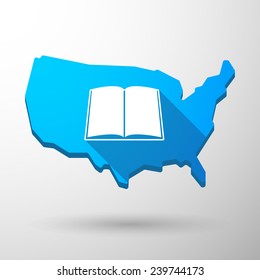 Illustration of an isolated USA map icon with a book