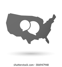 Illustration of an isolated USA map icon with a comic balloon
