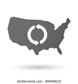 Illustration of an isolated USA map icon with a recycle sign