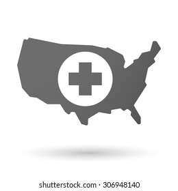 Illustration of an isolated USA map icon with a pharmacy sign