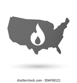 Illustration of an isolated USA map icon with a flame