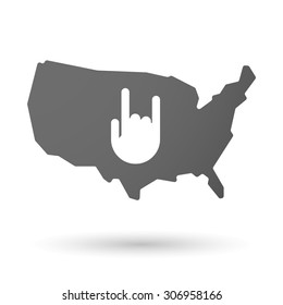 Illustration of an isolated USA map icon with a rocking hand