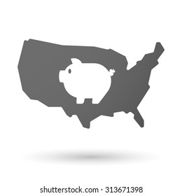 Illustration of an isolated USA map icon with a pig
