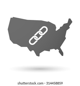 Illustration of an isolated USA map icon with a chain