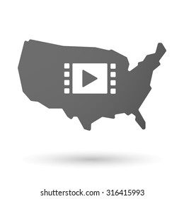 Illustration of an isolated USA map icon with a multimedia sign