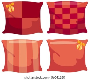 illustration of isolated various cushions pillow on white background