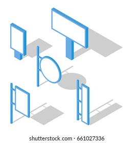 Illustration of isolated vector advertising designs on a white background