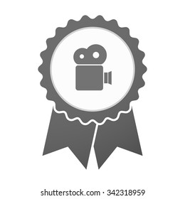Illustration of an isolated vector badge icon with a film camera