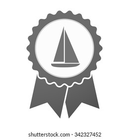 Illustration of an isolated vector badge icon with a ship