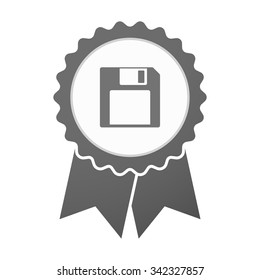 Illustration of an isolated vector badge icon with a floppy disk
