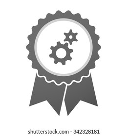 Illustration of an isolated vector badge icon with two gears
