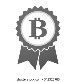 Illustration of an isolated vector badge icon with a bit coin sign