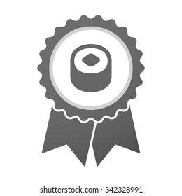 Illustration of an isolated vector badge icon with a piece of sushi