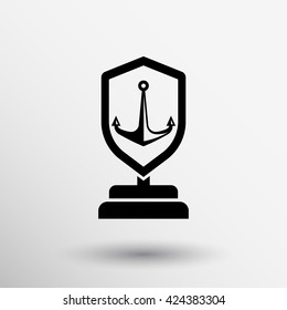Illustration of isolated vector badge icon with an anchor logo.