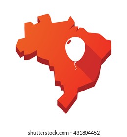 Illustration of an isolated vector Brazil map with a balloon