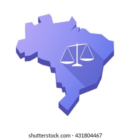 Illustration of an isolated vector Brazil map with  an unbalanced weight scale