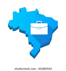 Illustration of an isolated vector Brazil map with  a briefcase