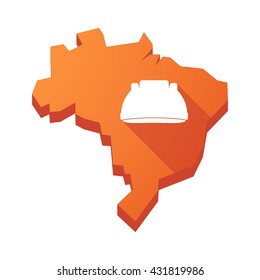 Illustration of an isolated vector Brazil map with a work helmet