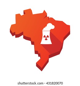 Illustration of an isolated vector Brazil map with a nuclear power station