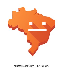 Illustration of an isolated vector Brazil map with a emotionless text face