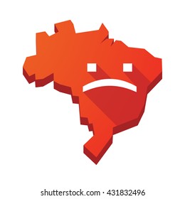 Illustration of an isolated vector Brazil map with a sad text face