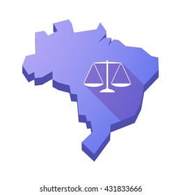 Illustration of an isolated vector Brazil map with a justice weight scale sign
