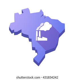 Illustration of an isolated vector Brazil map with a factory