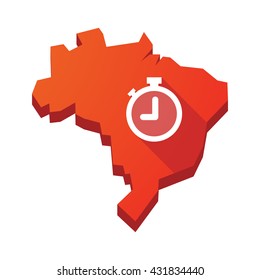 Illustration of an isolated vector Brazil map with a timer