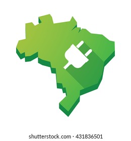 Illustration of an isolated vector Brazil map with a plug