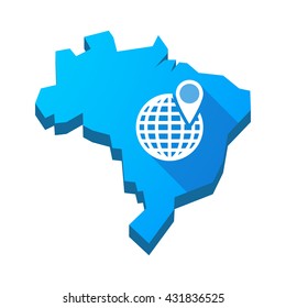 Illustration of an isolated vector Brazil map with a world globe