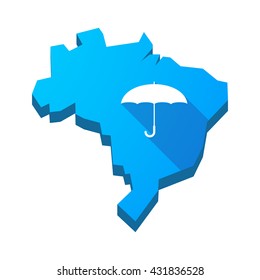 Illustration of an isolated vector Brazil map with an umbrella