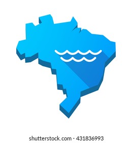 Illustration of an isolated vector Brazil map with a water sign