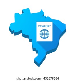 Illustration of an isolated vector Brazil map with  a passport