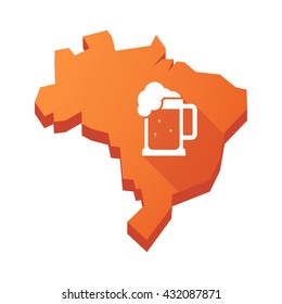 Illustration of an isolated vector Brazil map with  a beer jar icon