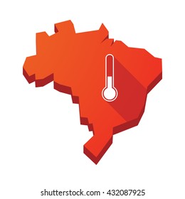 Illustration of an isolated vector Brazil map with  a thermometer icon