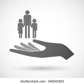 Illustration of an isolated vector hand giving a male single parent family pictogram