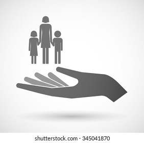 Illustration Of An Isolated Vector Hand Giving A Female Single Parent Family Pictogram