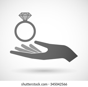 Illustration of an isolated vector hand giving an engagement ring