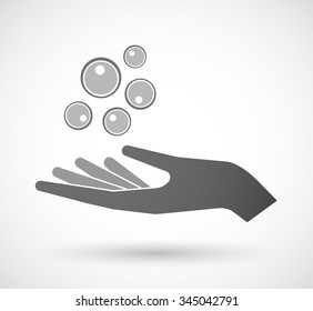 Illustration of an isolated vector hand giving oocytes