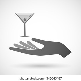Illustration of an isolated vector hand giving a cocktail glass