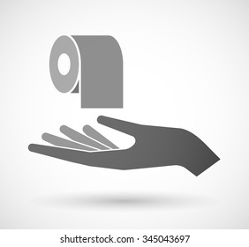 Illustration of an isolated vector hand giving a toilet paper roll