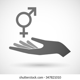 Illustration of an isolated vector hand giving a transgender symbol