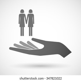 Illustration of an isolated vector hand giving a lesbian couple pictogram