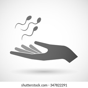 Illustration of an isolated vector hand giving sperm cells