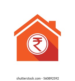 Illustration of an isolated vector house with  a rupee coin icon