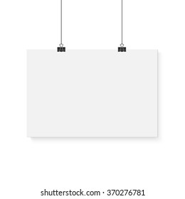 Illustration of Isolated Vector Poster Mockup. Realistic Vector EPS10 Paper Horisontal Poster Isolated on White Background