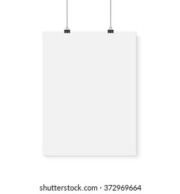 Illustration of Isolated Vector Poster Mockup. Realistic Vector EPS10 Paper Vertical Poster Isolated on White Background